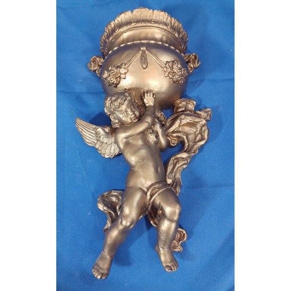 Syroco Other - Vtg Syroco Cherub Wall Pocket Urn Rose Wall Sconce Putti Angel Planter V…